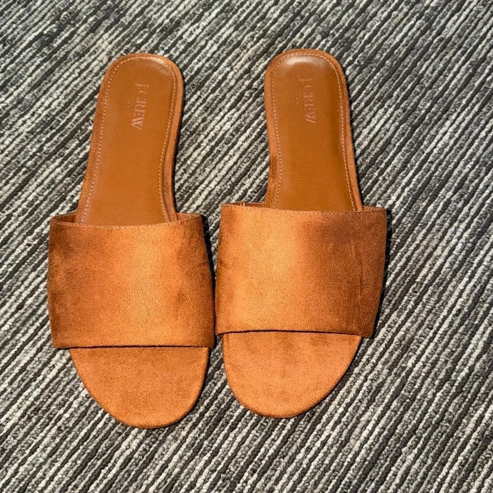 New J.Crew Microsuede Mules Size 10